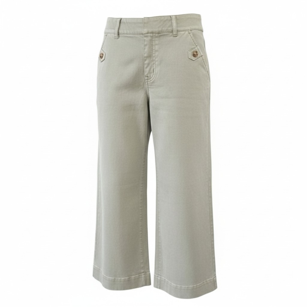 Spanx Stretch Twill Wide Leg Pants Size M Soft Sage Cropped